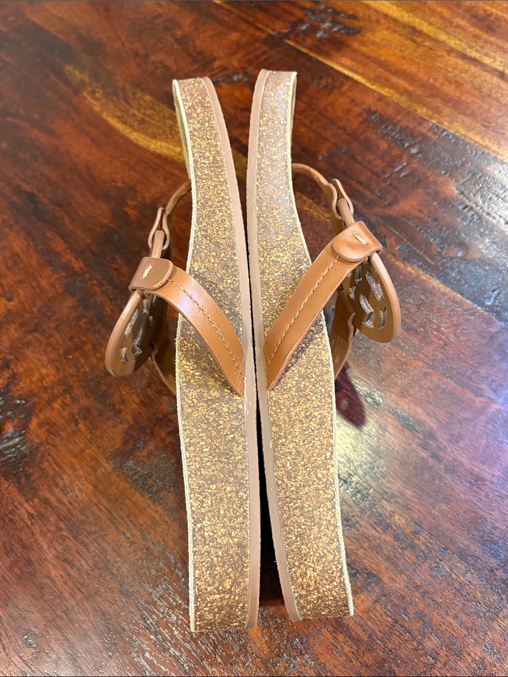 Tory Burch Miller Cloud Sandals Tan Calf Leather / Cork size 10 - Picture 3 of 10